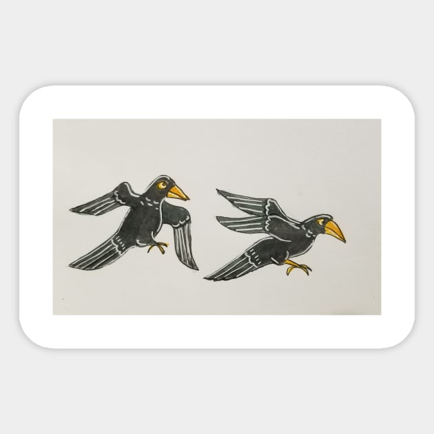 Huginn and Muninn Sticker by Thelizardsdream